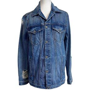 NWOT GRLFRND DARIA MEDIUM DENIM OVERSIZED DISTRESSED JEANS JACKET - M